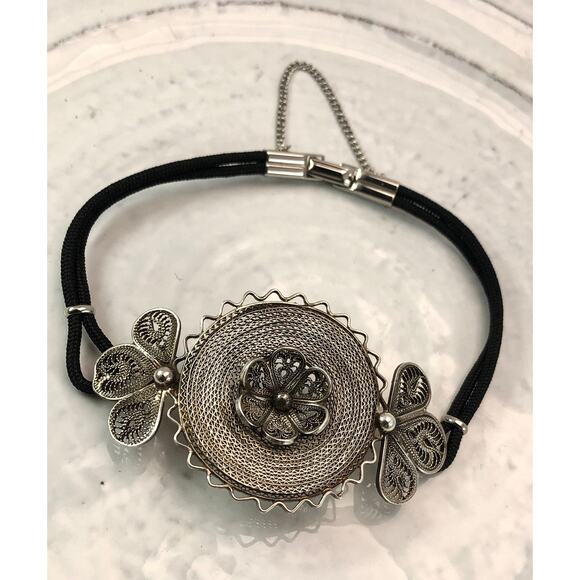 Vintage Sterling Silver Mexican Pendant, Vintage Style Watchband BRACELET - Picture 2 of 6